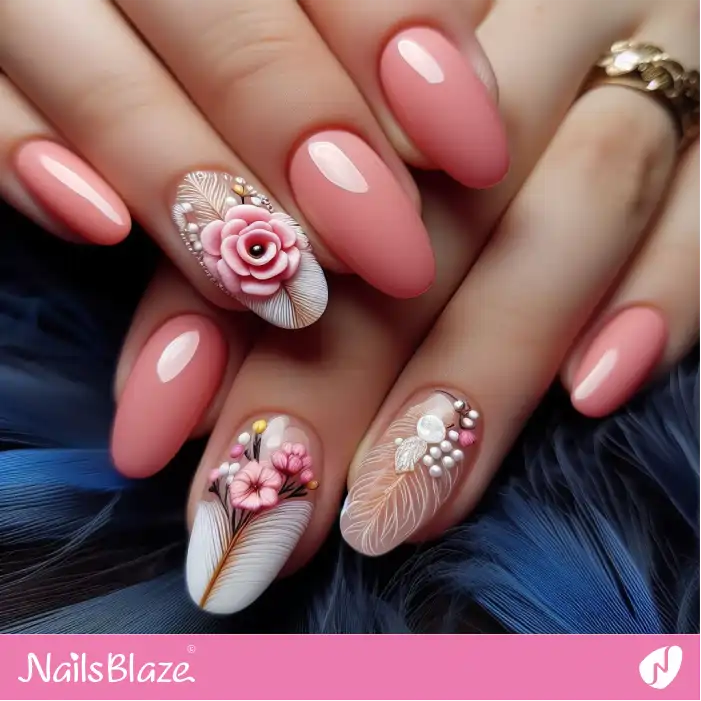 Peach Fuzz Flower Nail Design | Color of the Year 2024 - NB1732
